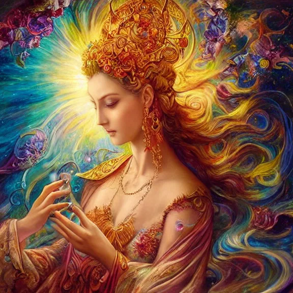 Image similar to a celestial goddess on her day off catching up on social media in bed, magic realism, art by josephine wall, art by huang guangjian, art by viktoria gavrilenko, art by amanda sage, trending on artstation