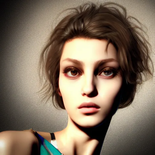 Image similar to the closeup portrait of an absurdly beautiful, graceful, cool, laid - back, young fashionable eighties italian horror film actress, by ilya, murata, mtv movies, an ultra finely pleasant illustration, mystic colors, soft smooth skin, laid back features, unreal engine 5 highly rendered, global illumination