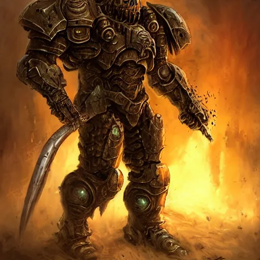 Prompt: fantasy art of doom guy, intricate, smooth detailed, marine armor, cgsociety, doom hell theme