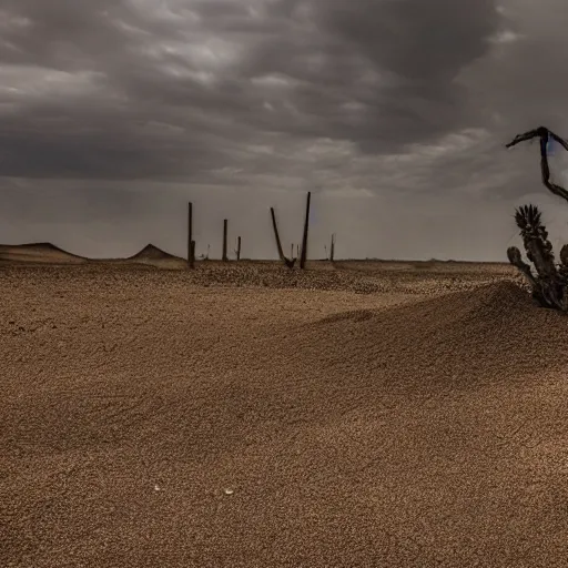 Image similar to a monster made out of sand in the desert with a tornado