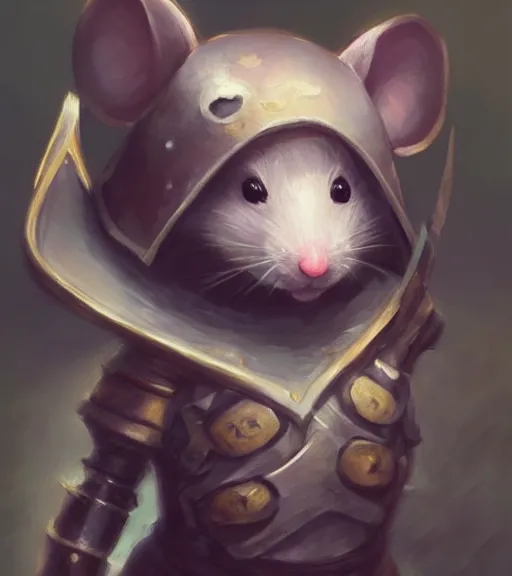 Image similar to portrait of a cute mouse as knight in the style of charlie bowater, oil painting