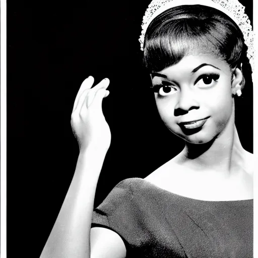 Image similar to black and white photo of a beautiful and elegant 1 9 6 5 young black actress