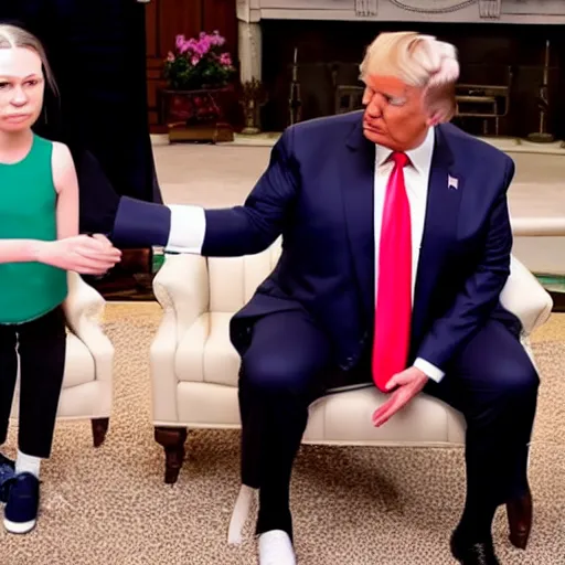 Prompt: donald trump and greta thunberg claymation