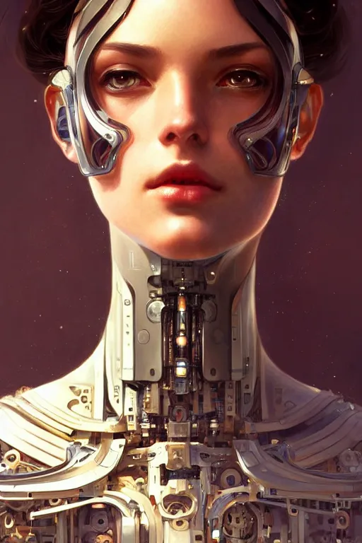 Prompt: beautiful female mechanical android!, half portrait, intricate detailed environment, photorealistic!, intricate, elegant, highly detailed, digital painting, artstation, concept art, smooth, sharp focus, illustration, art by artgerm and greg rutkowski and alphonse mucha