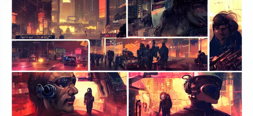 Prompt: cyberpunk gangs battle in the streets with improvised weapons, digital painting masterpiece, by ilya kuvshinov, by frank frazetta, by mœbius, by reiq, by hayao miyazaki, intricate detail, beautiful brush strokes, advanced lighting technology, 4 k wallpaper, interesting character design, stylized yet realistic anatomy and faces, inspired by kill bill animated scene