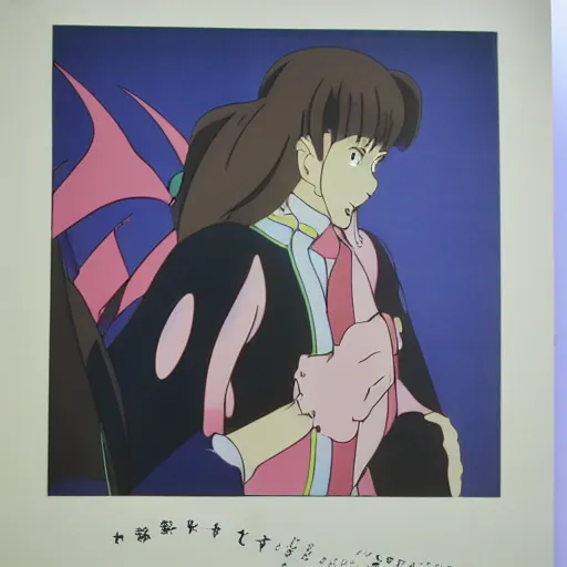 Image similar to pop singer, production animation cel, designed by haruhiko mikimoto