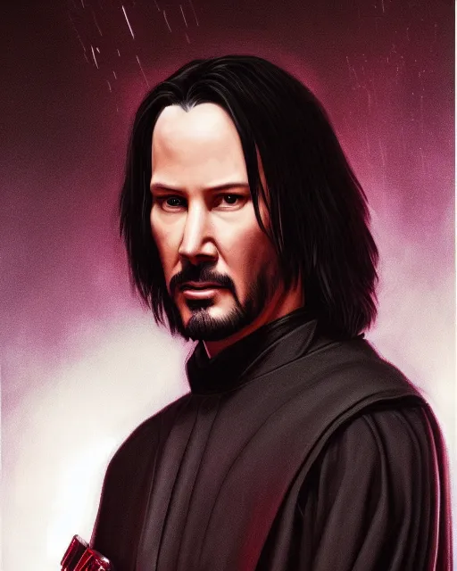 Prompt: 5 5 mm portrait photo of keanu reeves 2 as darth revan. magical atmosphere. art by artgerm and greg rutkowski. highly detailed 8 k. intricate. lifelike. soft light. nikon d 8 5 0.
