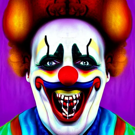 Prompt: portrait of a surprised clown, concept art, digital art, highly detailed