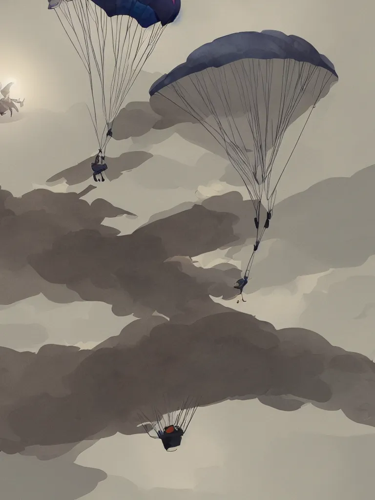 Image similar to parachute by disney concept artists, blunt borders, rule of thirds