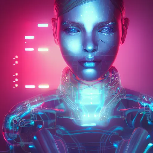 Prompt: artificial intelligence, server in the middle, deep view, heavy blue led lights, wires connected, award winning photography, extremely detailed, artstation, 8 k, sensual lighting, incredible art, wlop, artgerm