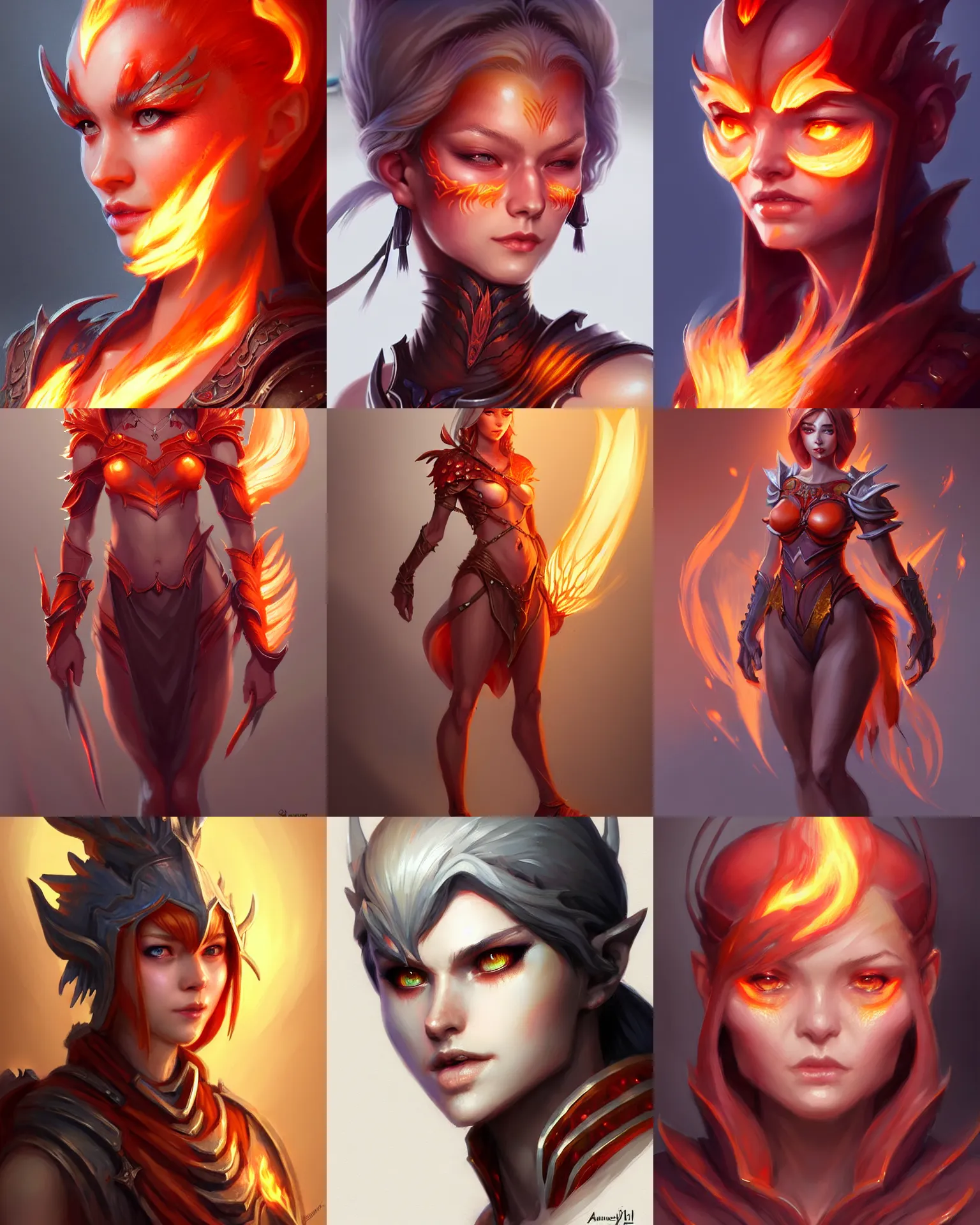 Prompt: Character concept art of a female flame atronach || cute-fine-face, pretty face, realistic shaded Perfect face, fine details by Stanley Artgerm Lau, WLOP, Rossdraws, James Jean, Andrei Riabovitchev, Marc Simonetti, and Sakimichan, tranding on artstation