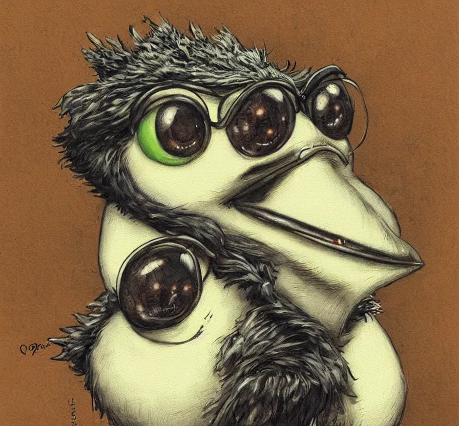 Image similar to pepe in business suit, by jean baptiste monge, acrilic paint