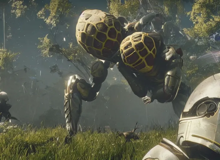 Prompt: colossal wasp nest looking colony infestation in destiny 2, liminal, dark, dystopian, abandoned, highly detailed 4 k 6 0 fps in - game destiny 2 gameplay screenshot leak