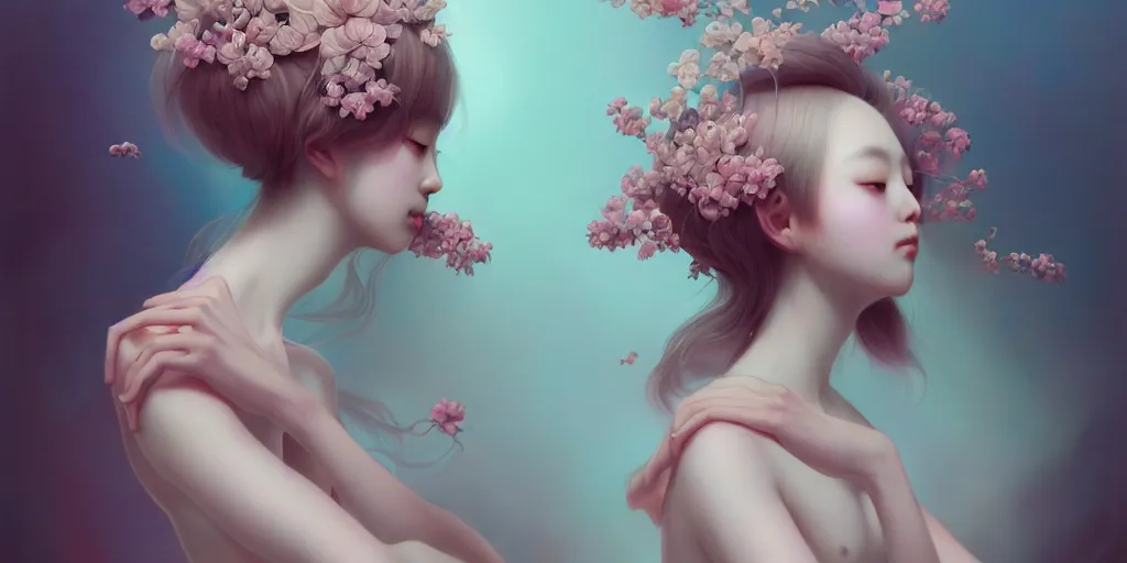 Image similar to breathtaking delicate detailed concept art painting creature, by hsiao - ron cheng, bizarre compositions, exquisite detail, pastel colors, ornate background, 8 k