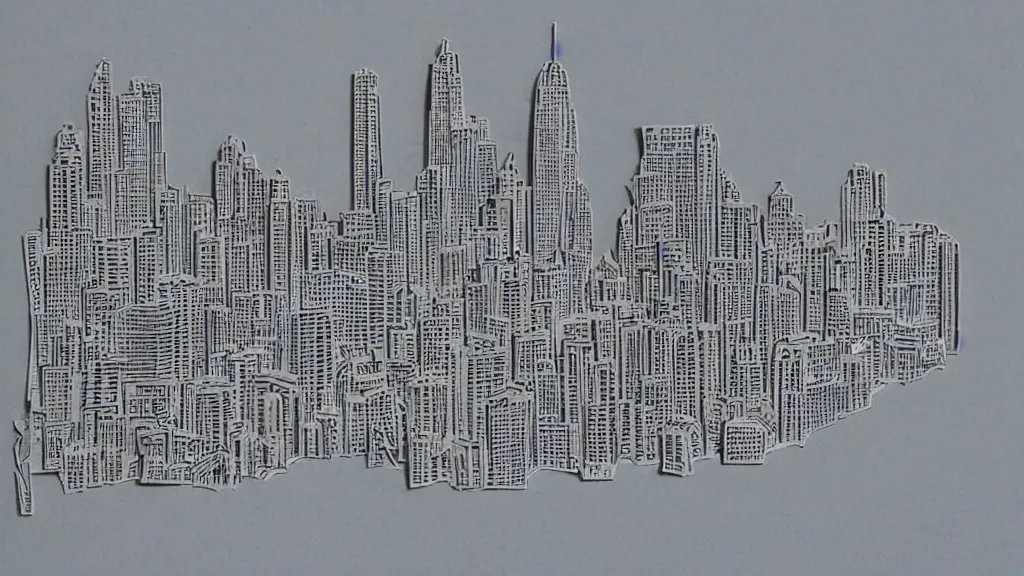 Prompt: a Paper cutout art sample of a city