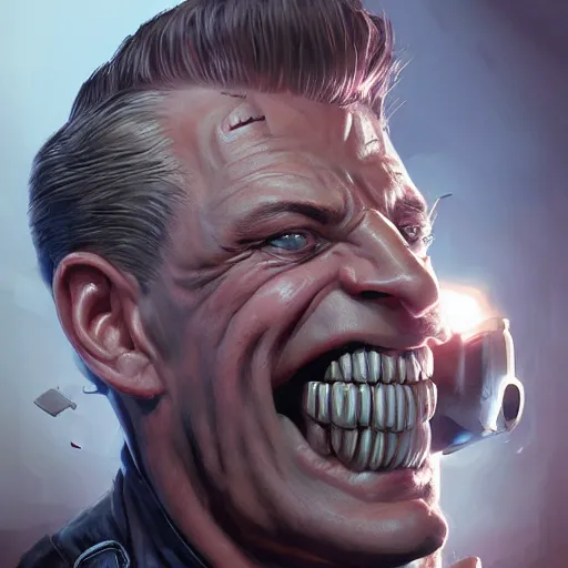 Image similar to !Duke Nukem 3D, square jaw-line, 'groovy', cigar, intricate, cinematic lighting, highly detailed, digital painting, concept art, smooth, sharp focus, illustration, art by Artgerm and Greg Rutkowski, Cgsociety