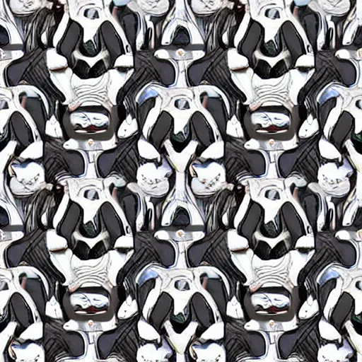 Prompt: interlocking cats, seamless repeating pattern, m. c. escher