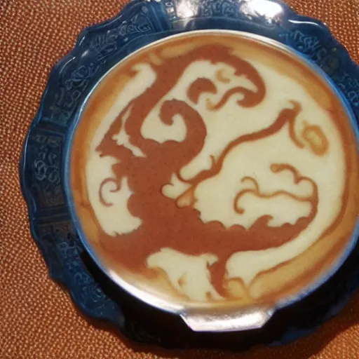 Image similar to photo, asian dragon as latte art