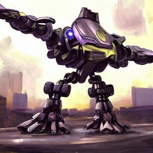 Image similar to a futuristic mech with six legs and a huge chonking cannon on top