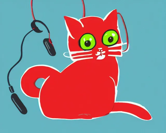 Image similar to red cat with headphones, skype call