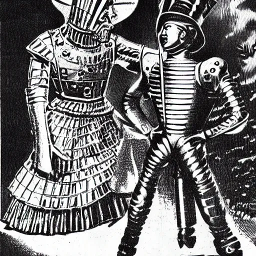 Image similar to a scene from the book The Tin Man of Oz by L. Frank Baum