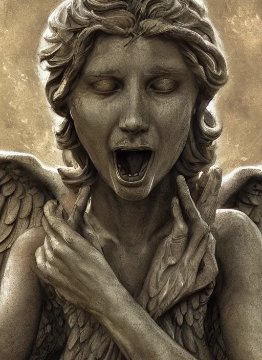 Image similar to digital _ painting _ of _ weeping angel _ by _ filipe _ pagliuso _ and _ justin _ gerard _ symmetric _ fantasy _ highly _ detailed _ realistic _ intricate _ port