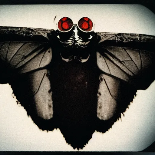 Image similar to Polaroid photograph of mothman, blurry, XF IQ4, 150MP, 50mm, F1.4, ISO 200, 1/160s, Adobe Lightroom, photolab, Affinity Photo, PhotoDirector 365,