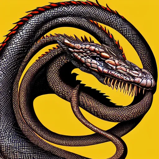 Prompt: A chimeric hybrid between a snake, dragon, and scorpion, digital art, detailed