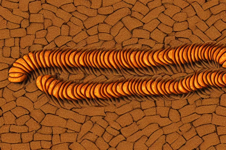 Image similar to centipede made of bread ultrarealism