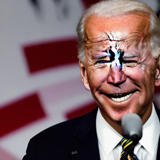 Image similar to a high quality realistic HD photograph of Joe Biden extremely high, intoxicated, tripping on LSD