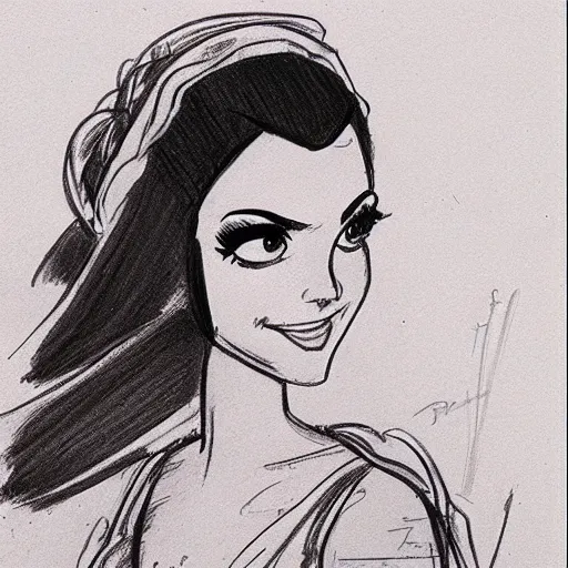 Image similar to milt kahl sketch of victoria justice as princess padme from star wars episode 3