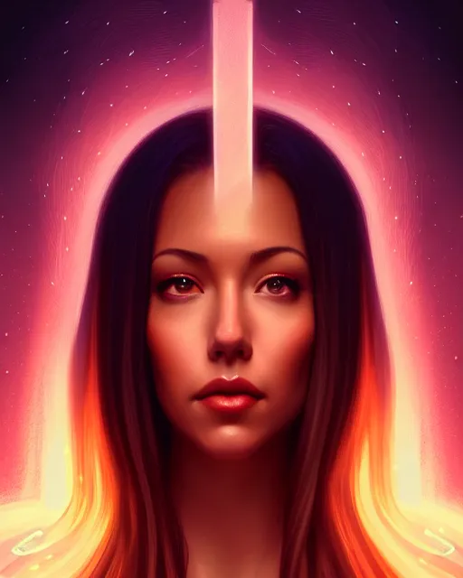 Image similar to symmetry portrait of jodi arias angel, glam, deco, glowing lights, intricate, elegant, highly detailed, digital painting, artstation, concept art, smooth, sharp focus, illustration, art by artgerm and greg rutkowski and fra angelico and unreal engine 5