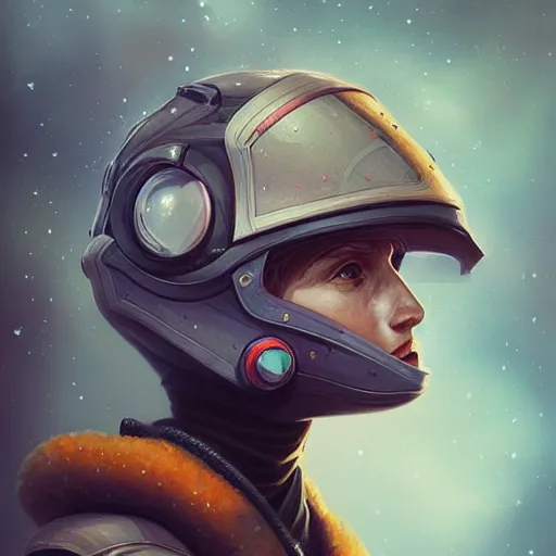 Prompt: portrait of a young rugged astronaut, awesome helmet, D&D, fantasy, intricate, elegant, highly detailed, digital painting, artstation, concept art, matte, sharp focus, illustration, art by Anna dittmann