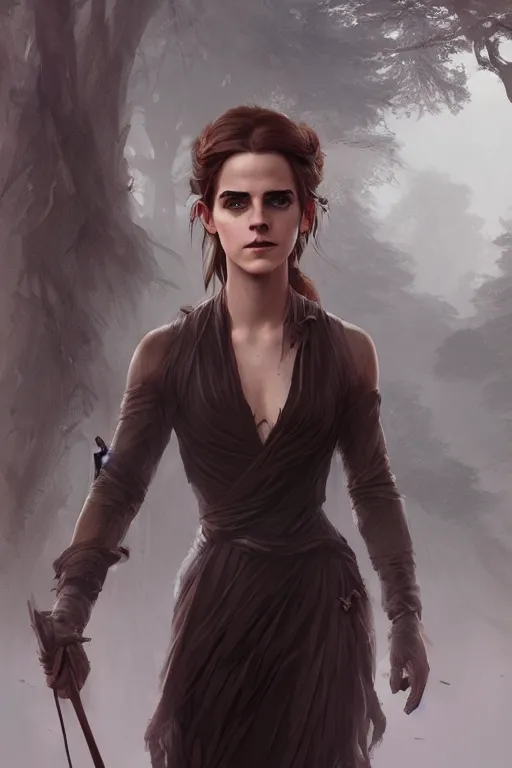 Image similar to goddess of the dark forest emma watson, highly detailed, digital painting, artstation, concept art, smooth, sharp focus, illustration, unreal engine 5, 8 k, art by artgerm and greg rutkowski and edgar maxence