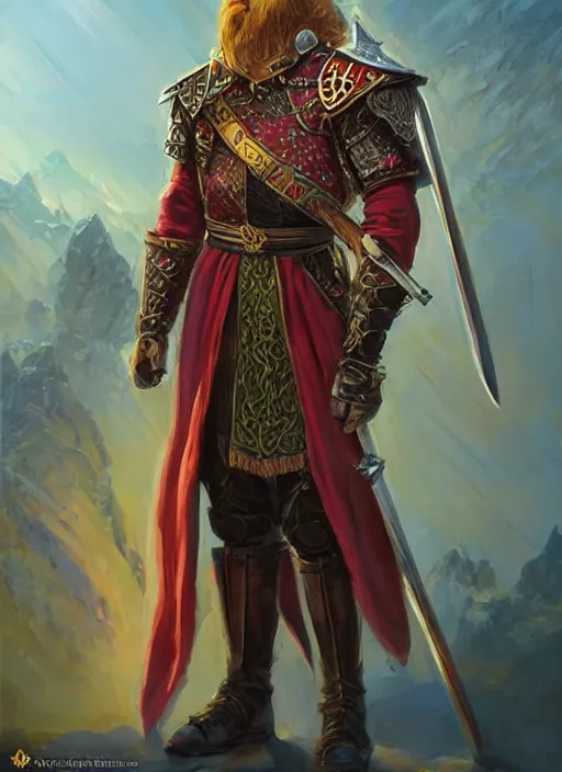 Image similar to royal guard, dndbeyond, bright, colourful, realistic, dnd character portrait, full body, pathfinder, pinterest, art by ralph horsley, dnd, rpg, lotr game design fanart by concept art, behance hd, artstation, deviantart, hdr render in unreal engine 5