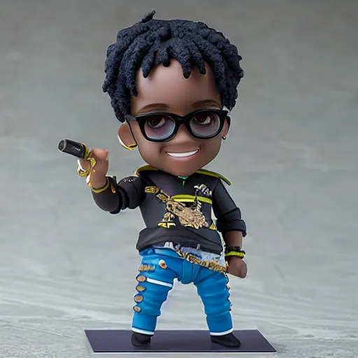 Image similar to burna boy, nendoroid of burna boy, figurine, detailed product photo,