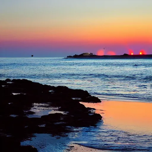 Prompt: A lovely sunset in the coast of Uruguay