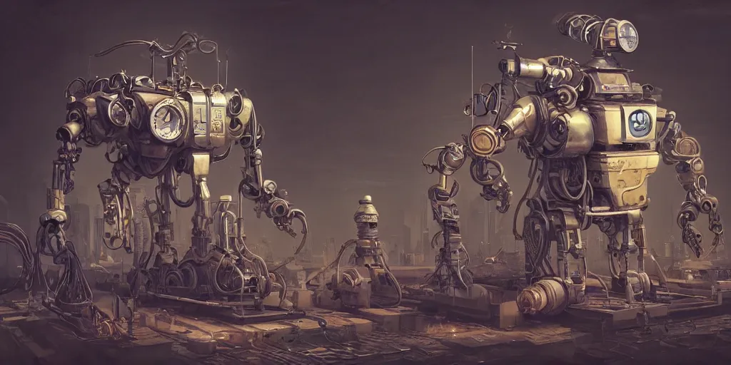 Prompt: hyperrealistic photography of a gorgeous junk cleaning robot on an overpopulated steampunk sci-fi city corner in the style of Jin Kagetsu, James Jean and wlop, highly detailed, masterpiece, award-winning, sharp focus, intricate concept art, ambient lighting, 8k, artstation