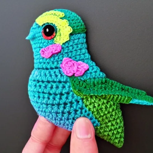 Image similar to a cute crochet hummingbird