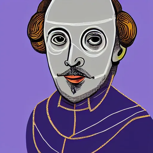 Image similar to Shakespeare as a cobalt robot, digital art painting