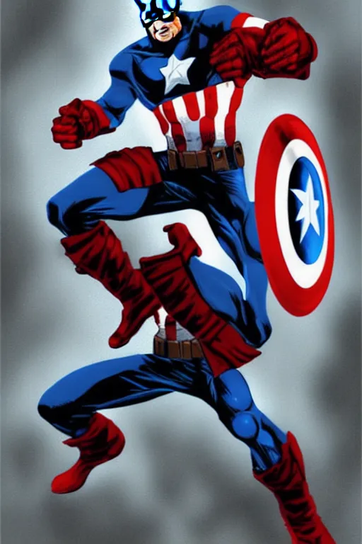 Prompt: Captain America high quality digital painting in the style of Mike Deodato