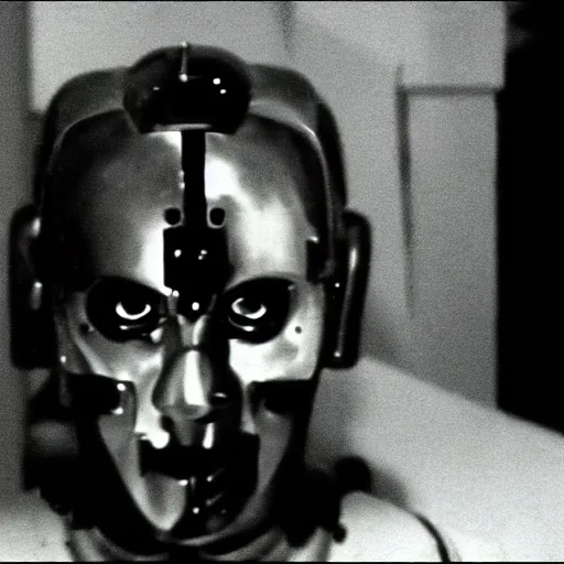 Prompt: a man and a robot in a moment of jealousy, movie still, film still, Movie by Andrzej Zulawski