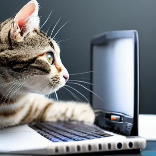 Image similar to photo of an anthropomorphic cat using a computer