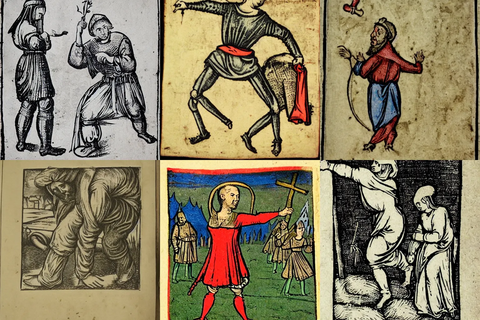 Prompt: Medieval lithograph of field peasant twerking