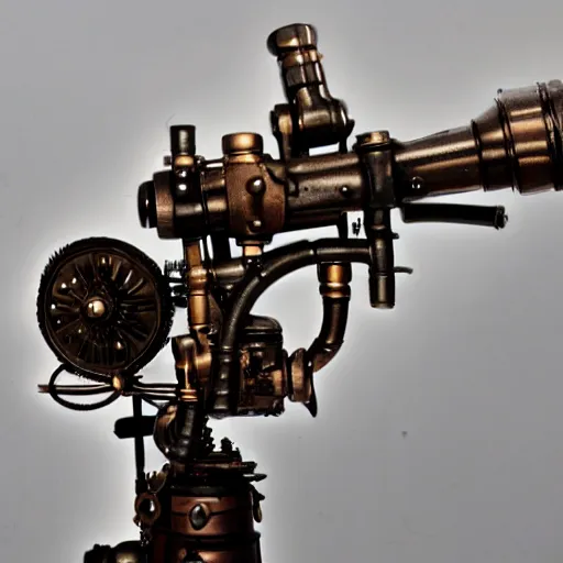 Image similar to photo of a steampunk flamethrower