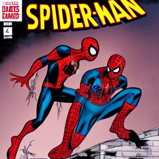 Prompt: spider man vs dead pool comic book cover