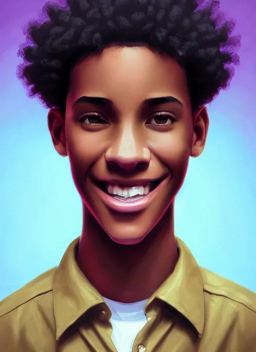 portrait of lightskin black teenage boy, very short Stable Diffusion OpenArt