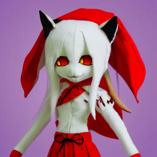 Prompt: cute fumo plush of a foxgirl that wields the power of necromancy, necromancer in dark hood, glowing, vray