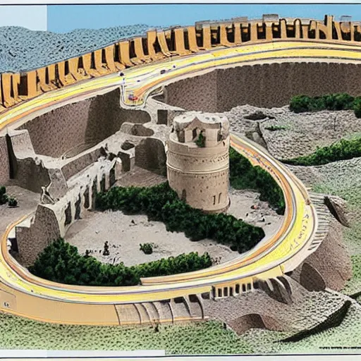 Image similar to diagram illustration of osama bin ladens mountain fortress, cutaway, underground, from time magazine 2 0 0 2