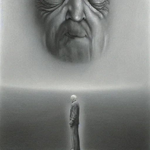 Image similar to Joe Biden. Sanctimoniousness. Zdzisław Beksiński